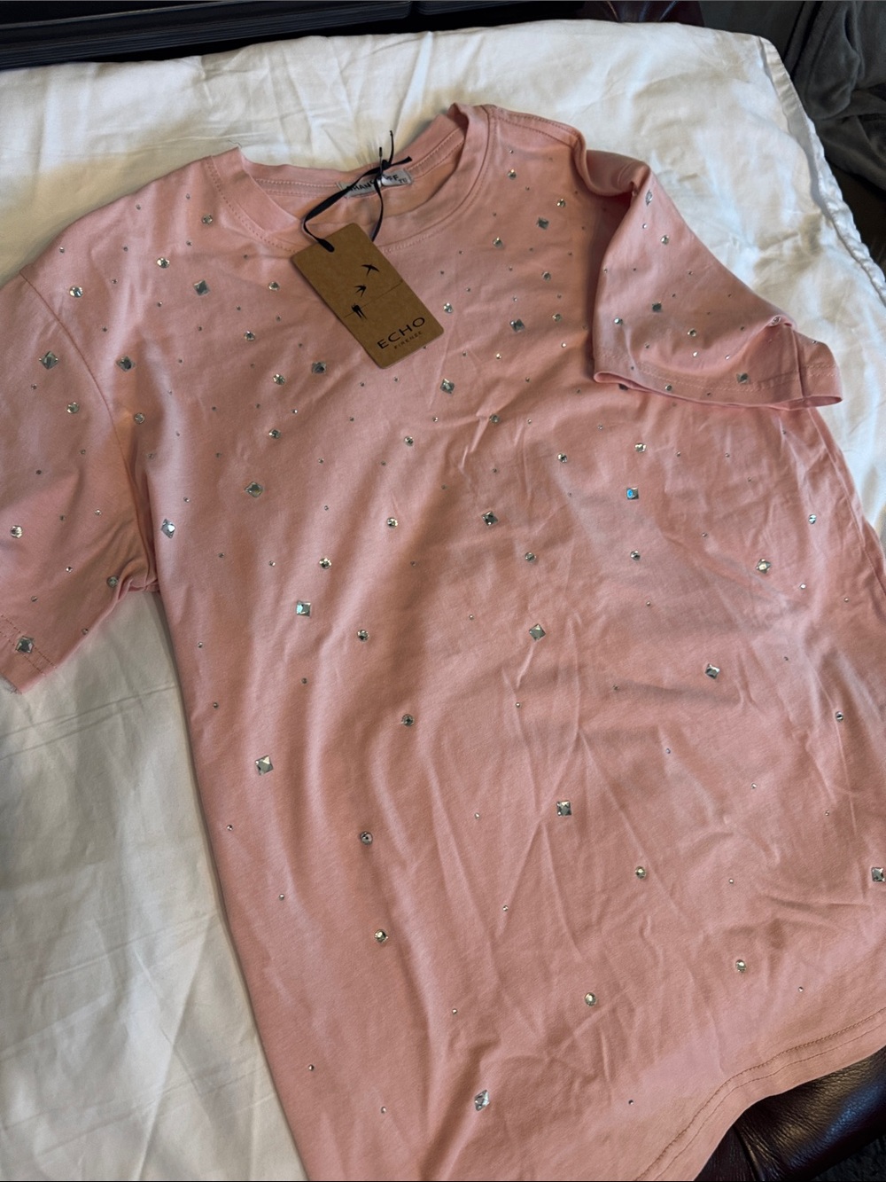 Echo Kids Pink Short-Sleeve Tee with Silver Studs